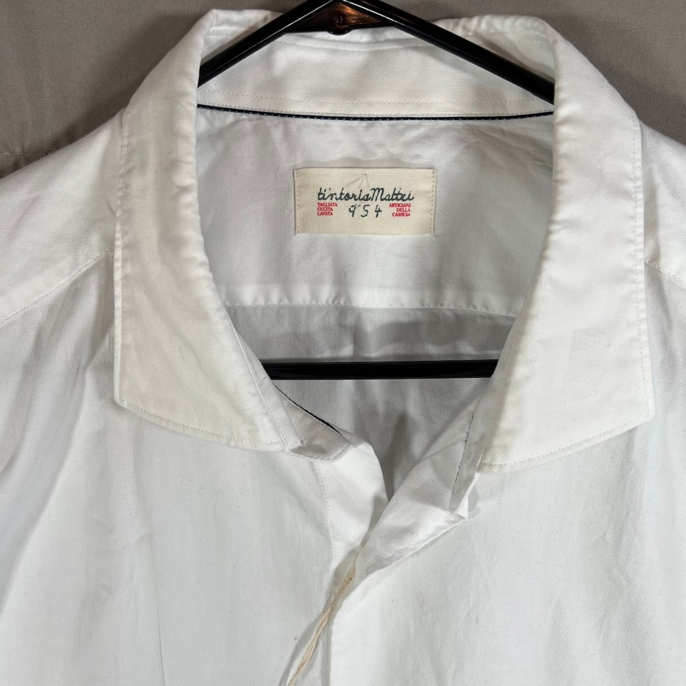 Tintoria Mattei Men's XXL White Shirt Blue Stripe NEW - F1 Core Racing Core RARE